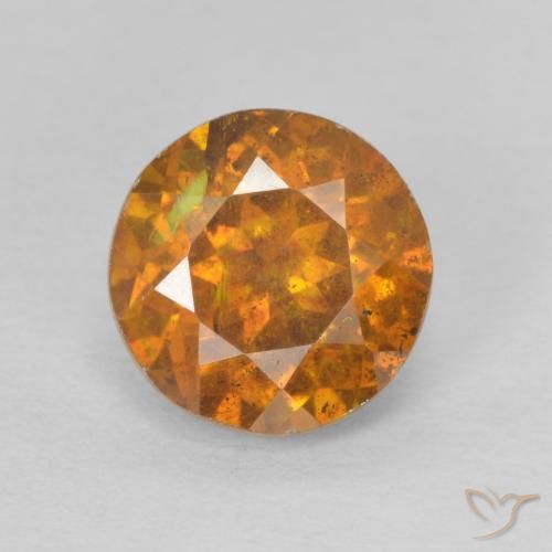 1.50ct 자연스러운 오렌지 브라운 섬아연석, 둥근, SI-I1