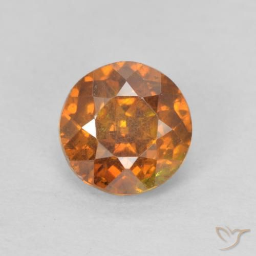 0.82ct 자연스러운 미디엄 오렌지 섬아연석, 둥근, SI-I1