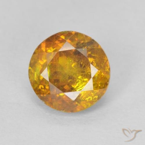 1.24ct 자연스러운 골든 브라운 섬아연석, 둥근, SI-I1