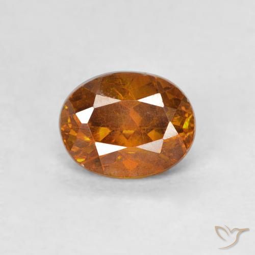 0.64ct 자연스러운 딥 오렌지 섬아연석, 타원형, SI-I1