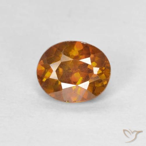 0.86ct 자연스러운 갈색 오렌지 섬아연석, 타원형, SI-I1