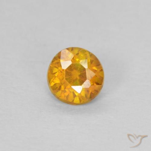 0.25ct 자연스러운 오렌지-골드 섬아연석, 둥근, SI-I1