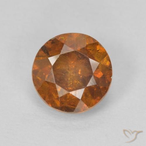 1.26ct 자연스러운 붉은 오렌지 섬아연석, 둥근, SI-I1