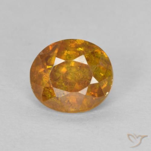 0.70ct 자연스러운 다크 오렌지 섬아연석, 타원형, SI-I1