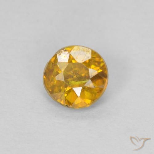0.28ct 자연스러운 골든 오렌지 섬아연석, 둥근, SI-I1