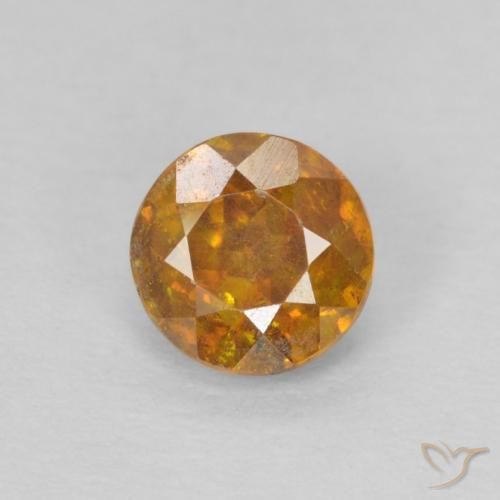 0.59ct 자연스러운 딥 오렌지-골드 섬아연석, 둥근, SI-I1