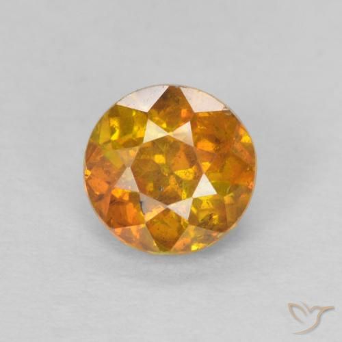 0.71ct 자연스러운 딥 오렌지-골드 섬아연석, 둥근, SI-I1