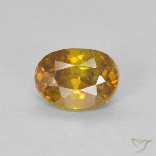 0.59ct 자연스러운 갈색 오렌지 섬아연석, 타원형, SI-I1
