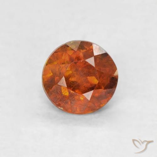 0.31ct 자연스러운 파이어 오렌지 섬아연석, 둥근, SI-I1