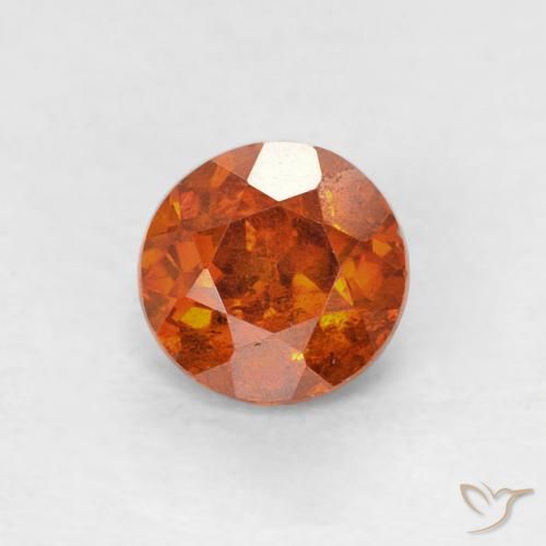 0.80ct 자연스러운 붉은 오렌지 섬아연석, 둥근, SI-I1