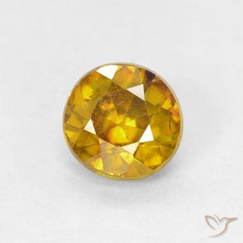 0.59ct 자연스러운 갈황색 섬아연석, 둥근, SI-I1