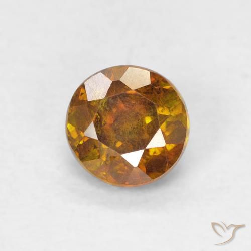 0.61ct 자연스러운 골든 브라운 섬아연석, 둥근, SI-I1