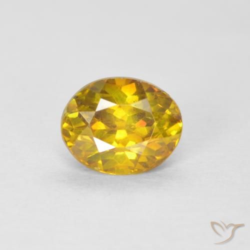 1.00ct 자연스러운 골든 오렌지 섬아연석, 타원형, SI-I1