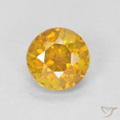 0.69ct 자연스러운 골든 오렌지 섬아연석, 둥근, SI-I1