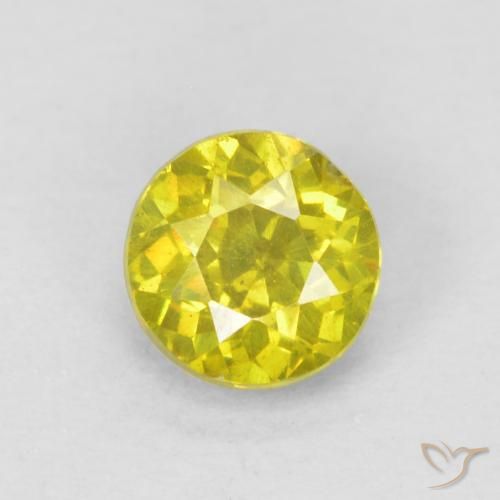 0.60ct 자연스러운 옥수수 노란색 섬아연석, 둥근, SI-I1