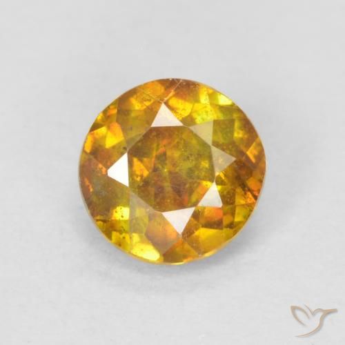 0.66ct 자연스러운 다크 오렌지-골드 섬아연석, 둥근, SI-I1