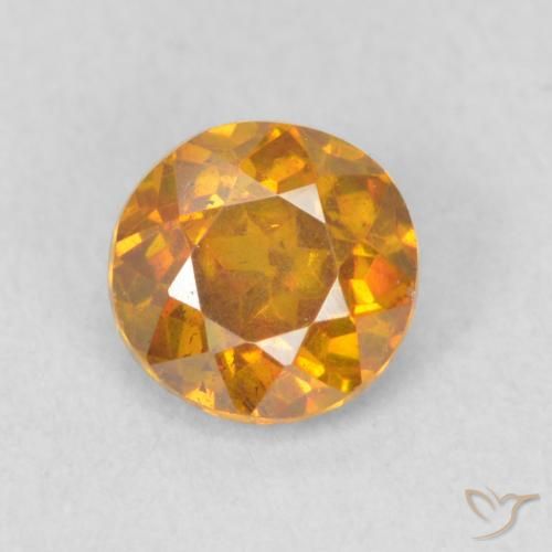 0.68ct 자연스러운 살구 오렌지 섬아연석, 둥근, VS-SI