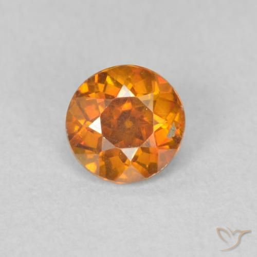0.40ct 자연스러운 오렌지 브라운 섬아연석, 둥근, VS-SI