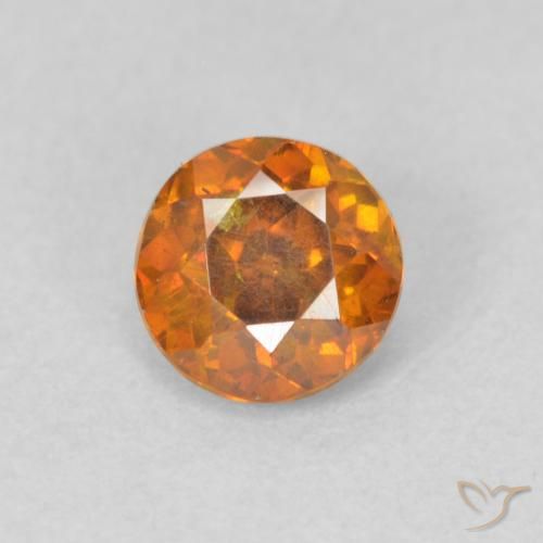 0.58ct 자연스러운 오렌지 브라운 섬아연석, 둥근, VS-SI