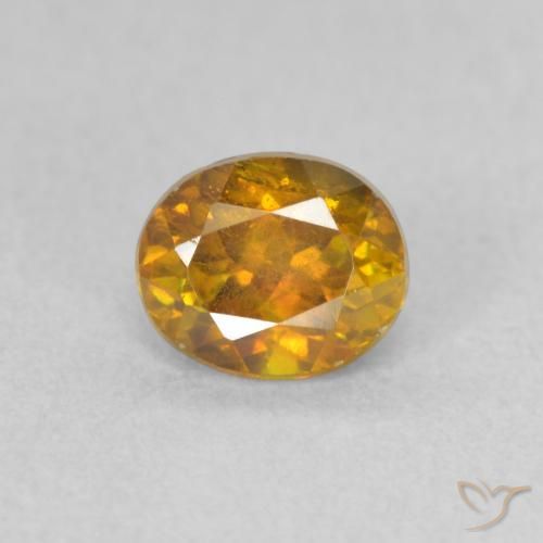 0.94ct 자연스러운 미디엄 골드 섬아연석, 타원형, SI