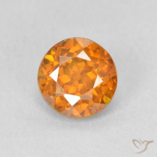 1.06ct 자연스러운 밝은 주황색 섬아연석, 둥근, VS-SI