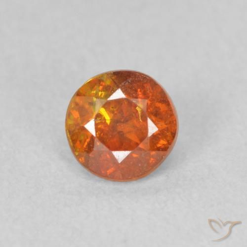 0.48ct 자연스러운 갈색 오렌지 섬아연석, 둥근, SI