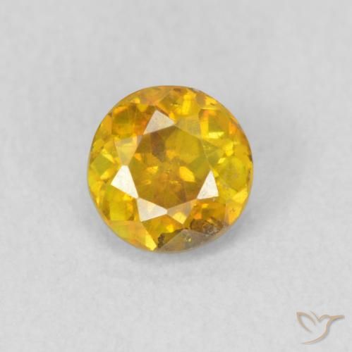 0.53ct 자연스러운 골든 오렌지 섬아연석, 둥근, SI