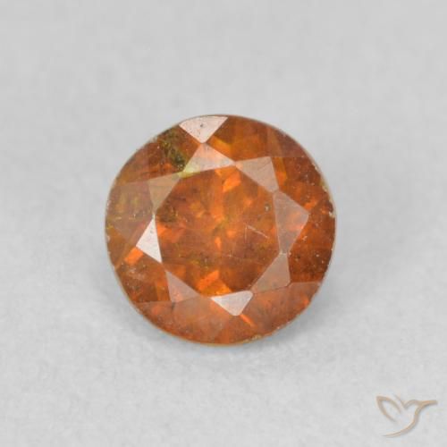 0.65ct 자연스러운 딥 오렌지 섬아연석, 둥근, SI