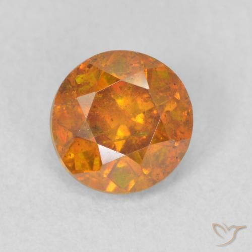 0.78ct 자연스러운 오렌지 브라운 섬아연석, 둥근, SI