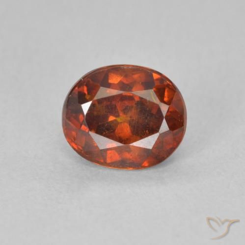 1.42ct 자연스러운 붉은 오렌지 섬아연석, 타원형, SI