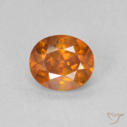 0.66ct 자연스러운 미디엄 오렌지 섬아연석, 타원형, SI
