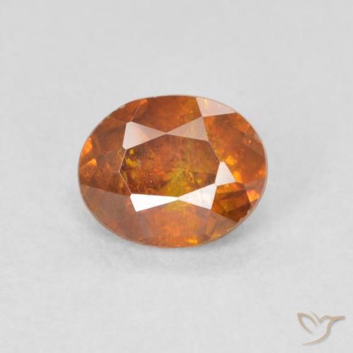 0.68ct 자연스러운 갈색 오렌지 섬아연석, 타원형, SI