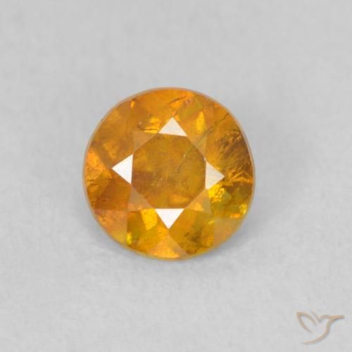 0.42ct 자연스러운 허니 오렌지 섬아연석, 둥근, SI