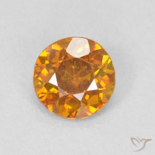 0.47ct 자연스러운 딥 오렌지 섬아연석, 둥근, SI
