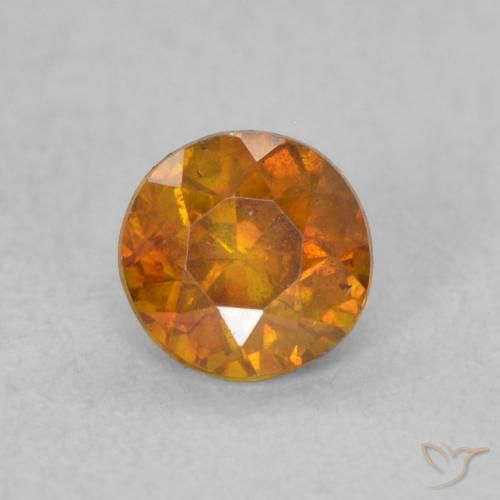 0.47ct 자연스러운 딥 오렌지 섬아연석, 둥근, VS-SI
