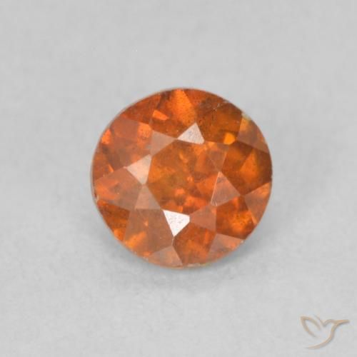 0.61ct 자연스러운 미디엄 오렌지 섬아연석, 둥근, SI