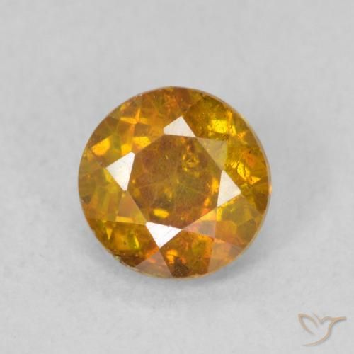 0.80ct 자연스러운 딥 오렌지 섬아연석, 둥근, SI