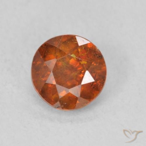 0.72ct 자연스러운 붉은 오렌지 섬아연석, 둥근, SI