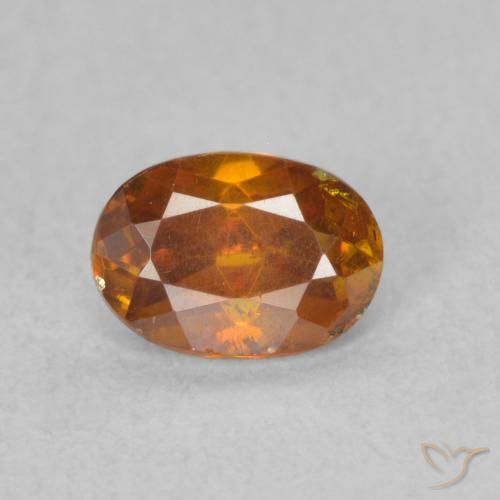 0.62ct 자연스러운 미디엄 오렌지 섬아연석, 타원형, SI