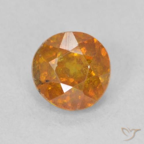 0.48ct 자연스러운 밝은 주황색 섬아연석, 둥근, SI