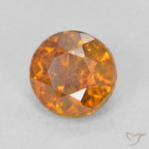 0.64ct 자연스러운 어스 오렌지 섬아연석, 둥근, SI