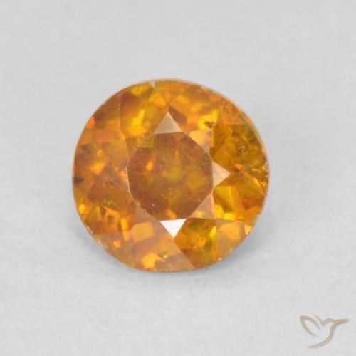 0.42ct 자연스러운 미디엄 오렌지 섬아연석, 둥근, SI