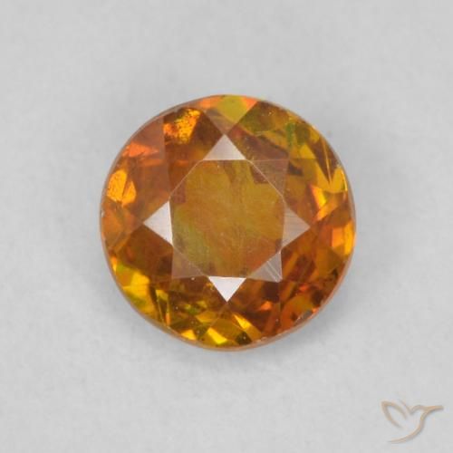 0.41ct 자연스러운 갈색 오렌지 섬아연석, 둥근, SI