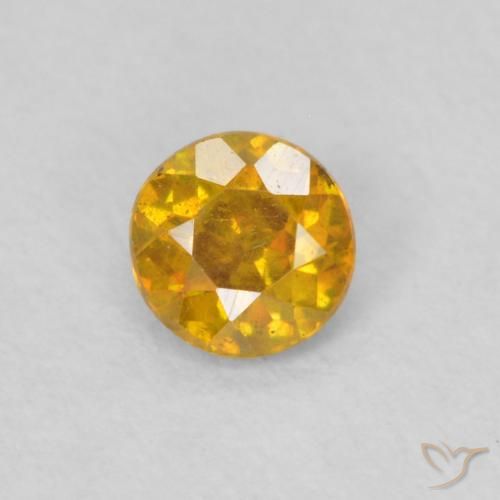 0.30ct 자연스러운 골든 오렌지 섬아연석, 둥근, SI