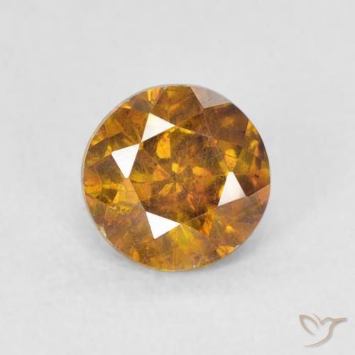 0.92ct 자연스러운 골든 브라운 섬아연석, 둥근, VS-SI