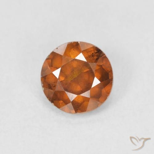 0.62ct 자연스러운 다크 오렌지 섬아연석, 둥근, VS-SI