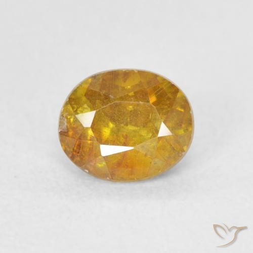 0.75ct 자연스러운 골든 브라운 섬아연석, 타원형, SI