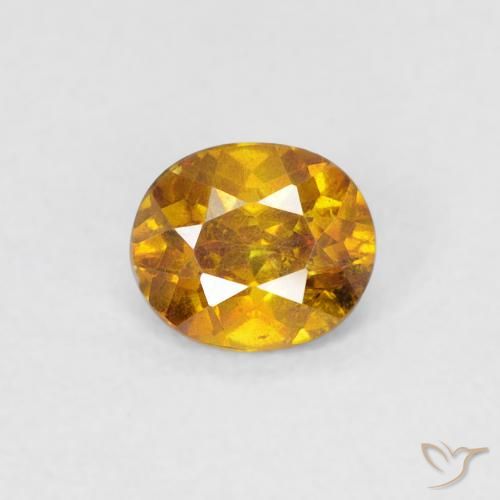 0.47ct 자연스러운 골든 브라운 섬아연석, 타원형, SI