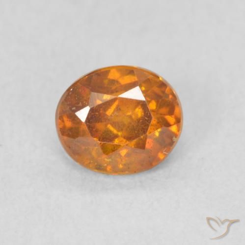 0.54ct 자연스러운 앰버 오렌지 섬아연석, 타원형, SI
