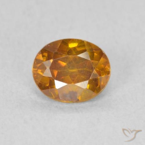 0.56ct 자연스러운 딥 오렌지 섬아연석, 타원형, SI